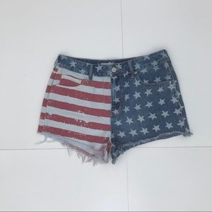 Bullhead American Flag High Rise Jean Shorts